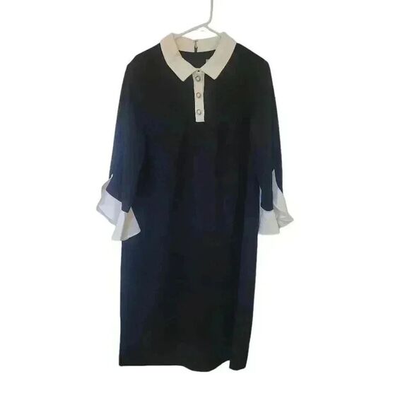 Shelby & Palmer Women's Black Poly/Spandex w Off White Ruffles on Sleeves & Gold - Picture 2 of 13